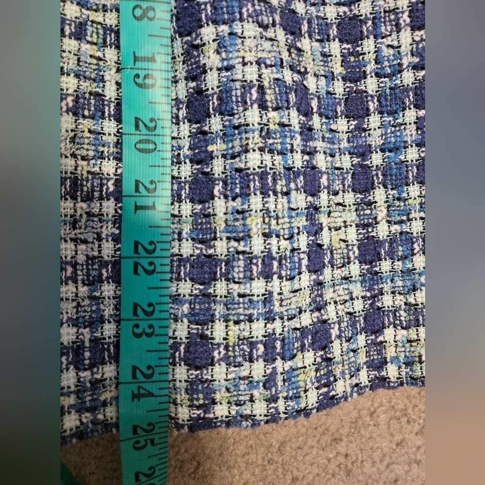 LUCIA Blue and White Women's Tweed Jacket. Size Italy 42/ Large - Picture 13 of 13